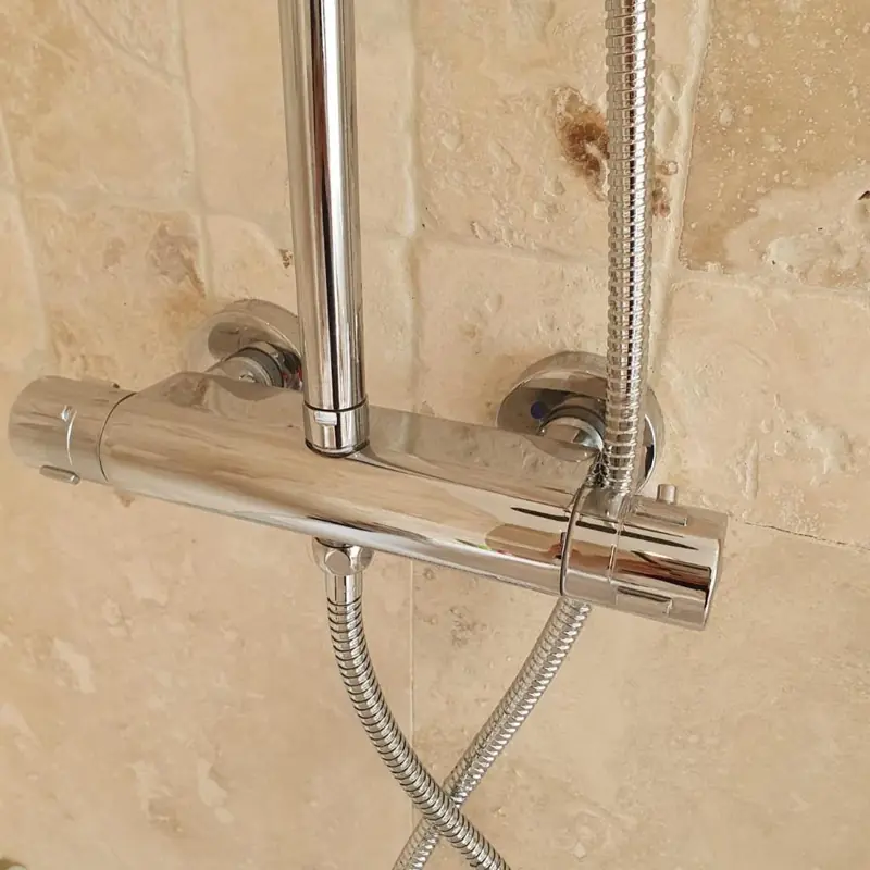 Chrome thermostatic bar shower valve